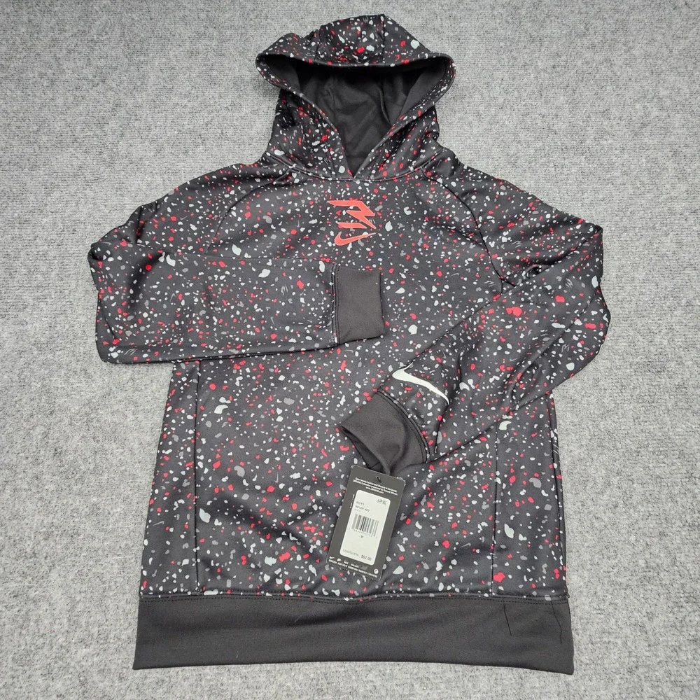 Nike Boys 3 Brand Russell Wilson‎ Hoodie Therma-FIT Paint Splatter Black M 10-12